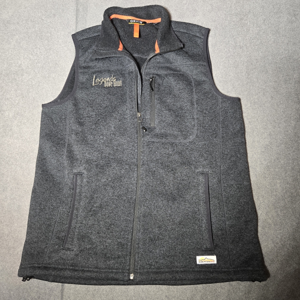Orvis Charcoal‎ Fleece Vest with Orange Trim